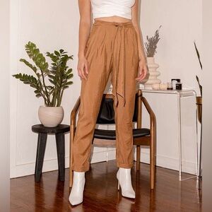 Lulu's Chic Brown High-Waisted tie front Trousers pants small